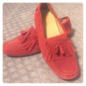 Suede driving loafers with tassel